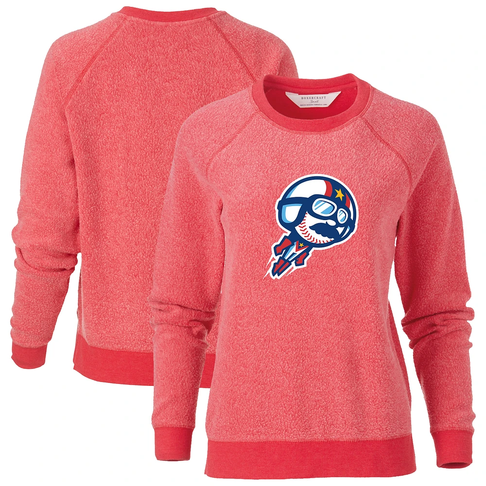 Women's Red Kannapolis Cannon Ballers Fleece Out Pullover Sweatshirt