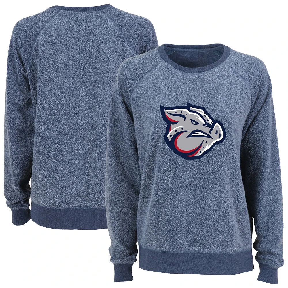 Women's Navy Lehigh Valley IronPigs Fleece Out Pullover Sweatshirt
