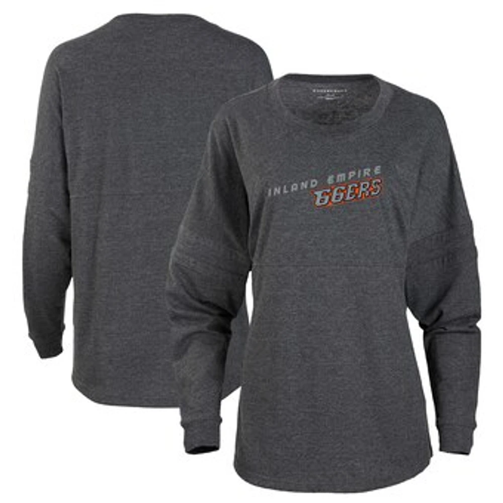 Women's Charcoal Inland Empire 66ers Retro Jersey Long Sleeve Pom T-Shirt
