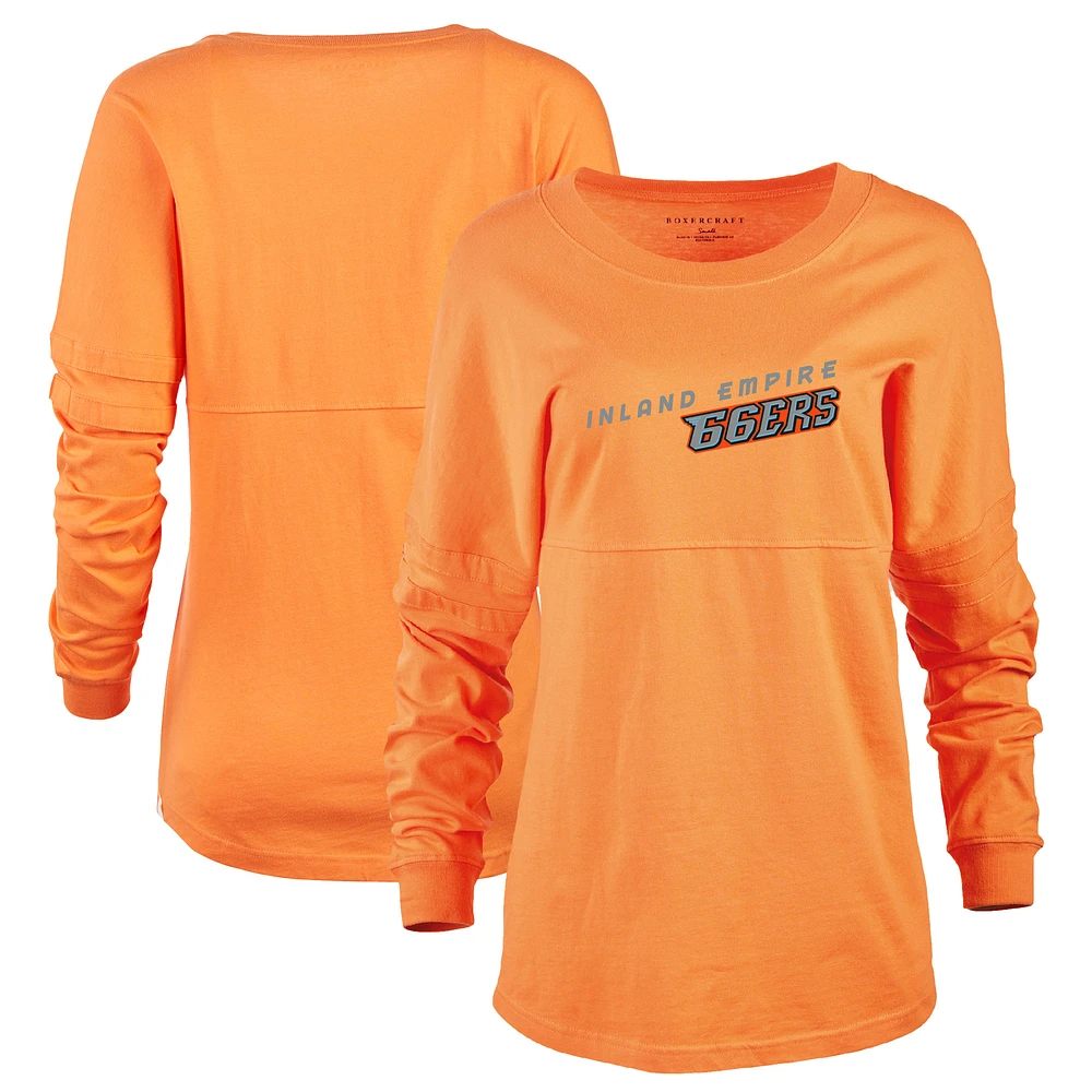 Women's Orange Inland Empire 66ers Retro Jersey Long Sleeve Pom T-Shirt