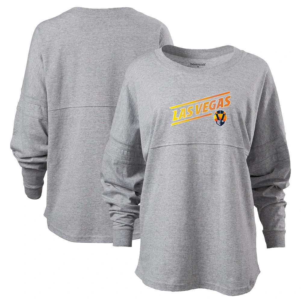 Women's Heather Gray Las Vegas Aviators Retro Jersey Long Sleeve Pom T-Shirt