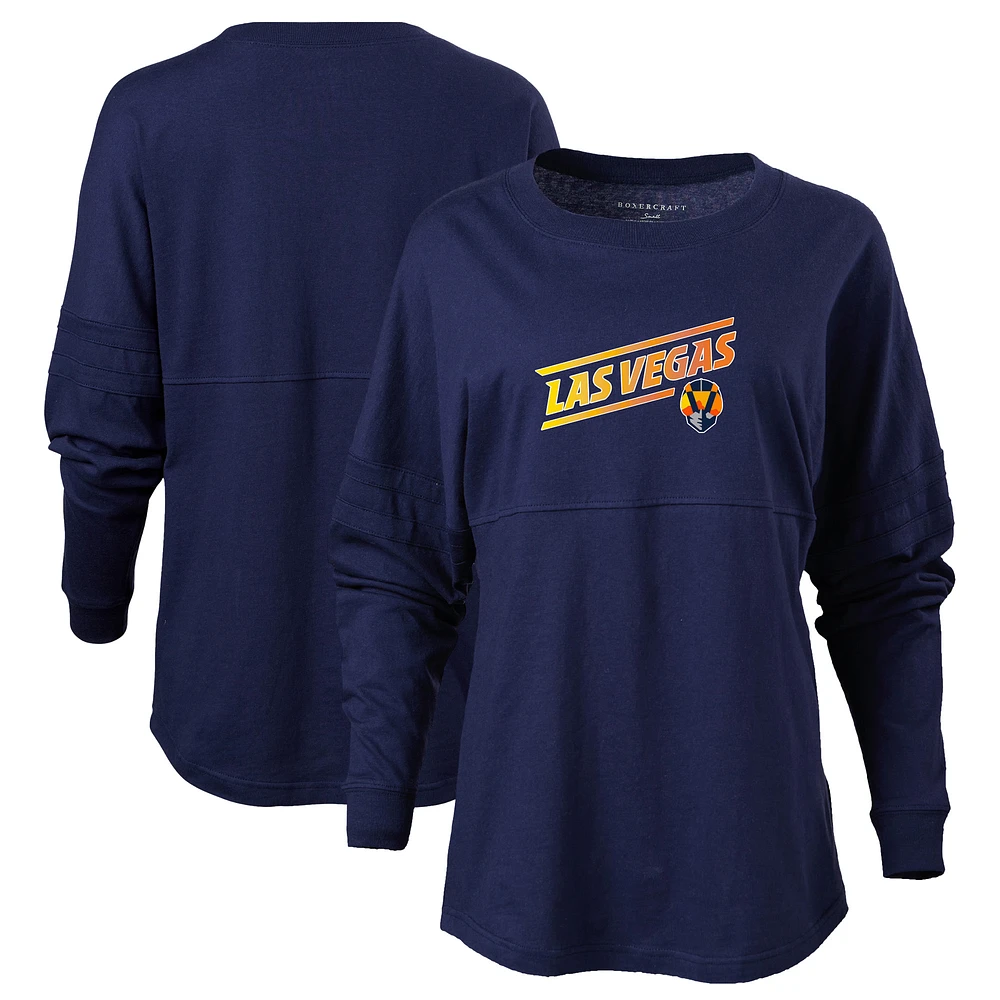 Women's Navy Las Vegas Aviators Retro Jersey Long Sleeve Pom T-Shirt