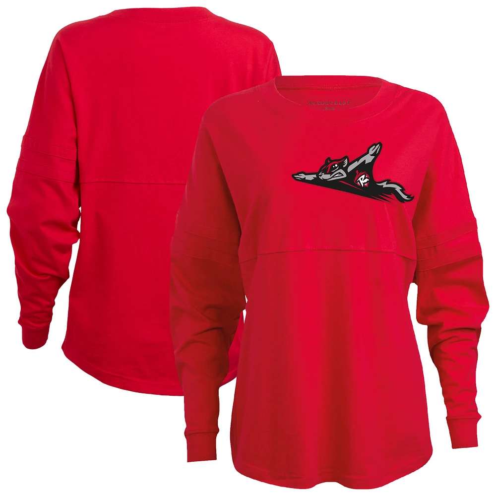 Women's Red Richmond Flying Squirrels Retro Jersey Long Sleeve Pom T-Shirt