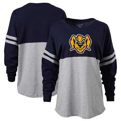 Women's Navy Charleston RiverDogs Retro Jersey Long Sleeve Pom T-Shirt