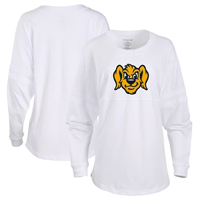 Women's White Charleston RiverDogs Retro Jersey Long Sleeve Pom T-Shirt