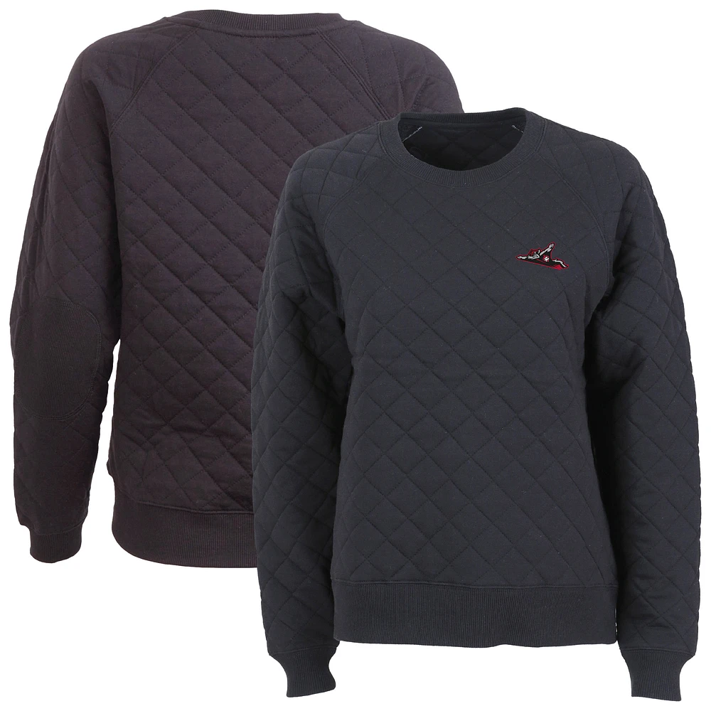 Women's Black Richmond Flying Squirrels Quilted Raglan Pullover Sweatshirt