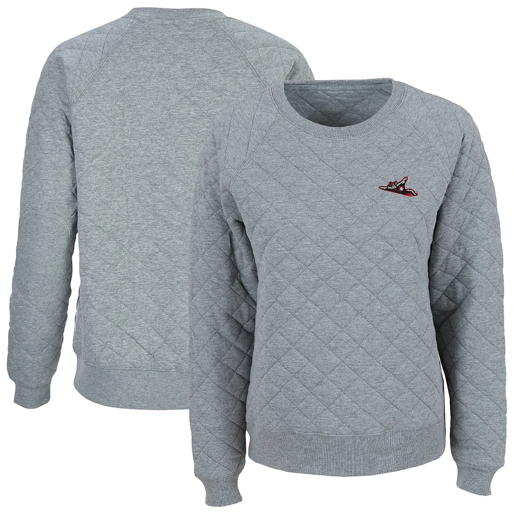 Women's Heather Gray Richmond Flying Squirrels Quilted Raglan Pullover Sweatshirt