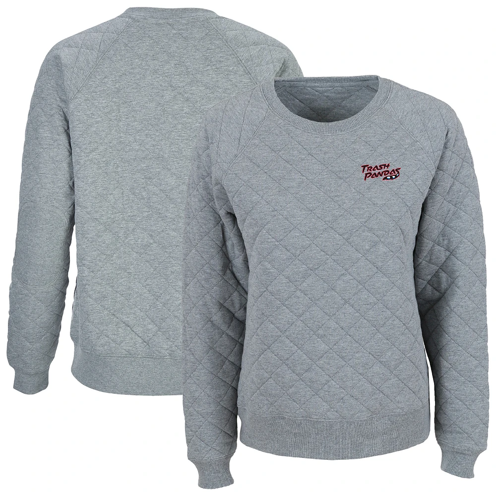 Women's Heather Gray Rocket City Trash Pandas Quilted Raglan Pullover Sweatshirt