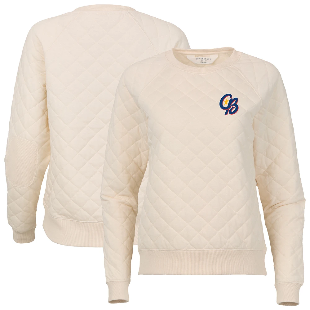 Women's Natural Kannapolis Cannon Ballers Quilted Raglan Pullover Sweatshirt