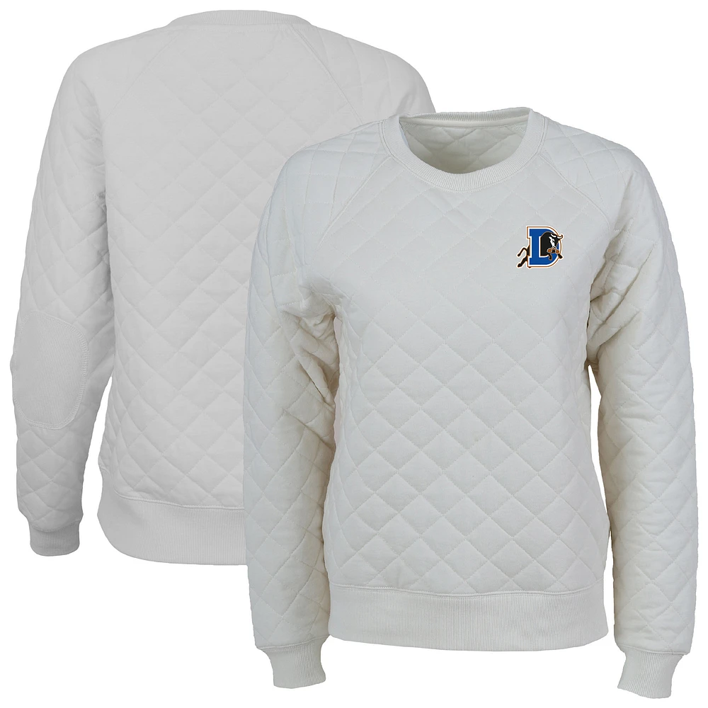 Women's Natural Durham Bulls Quilted Raglan Pullover Sweatshirt