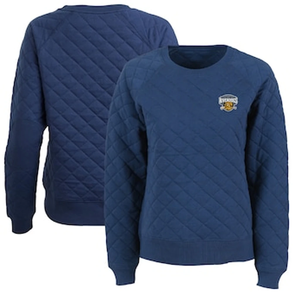 Women's Navy Charleston RiverDogs Quilted Raglan Pullover Sweatshirt