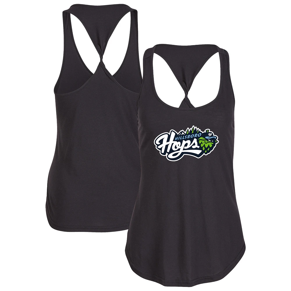 Women's Black Hillsboro Hops Twistback Tank Top