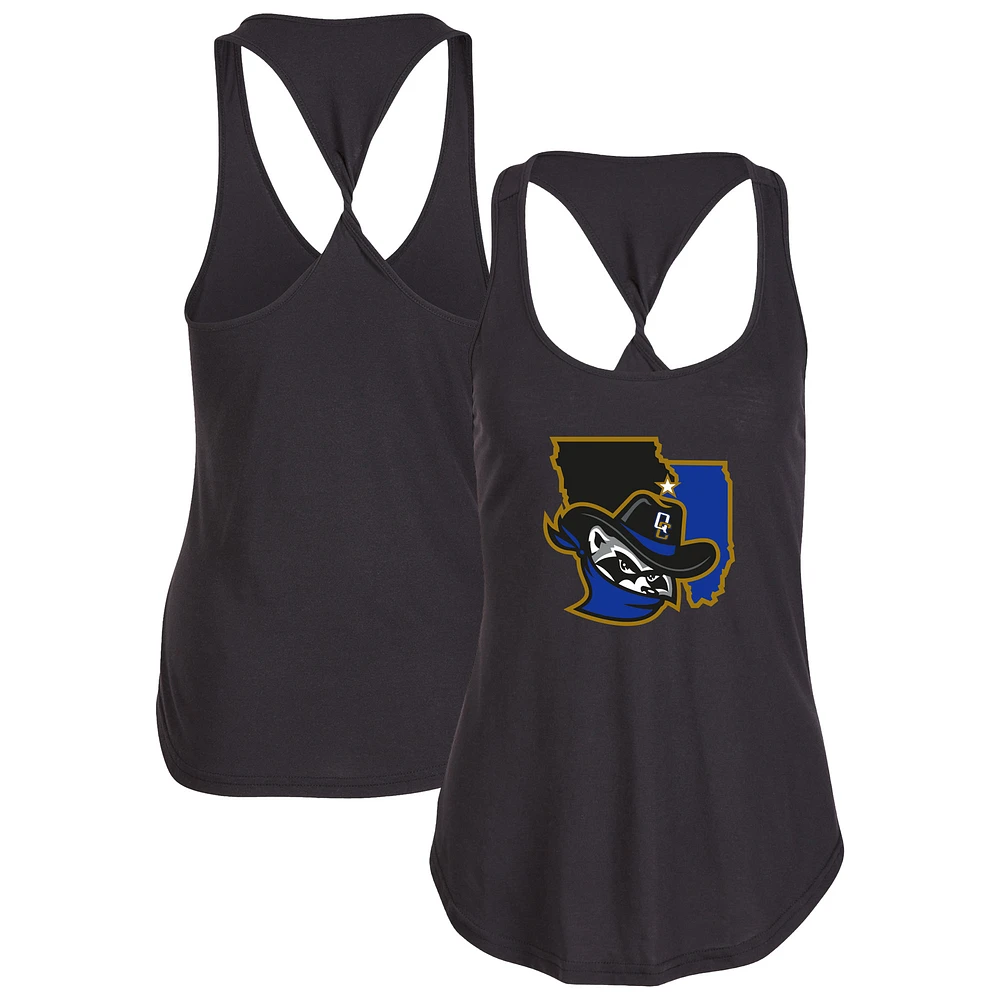 Women's Black Quad Cities River Bandits Twistback Tank Top