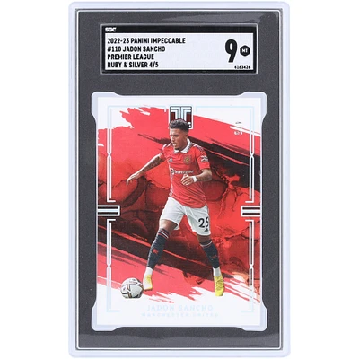 Jadon Sancho Manchester United 2022-23 Panini Impeccable Ruby & Silver #110 #4/5 SGC Authenticated 9 Card