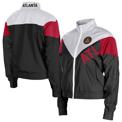 Women's 5th & Ocean by New Era Black Atlanta United FC Leisure Cropped Full-Zip Windbreaker Jacket