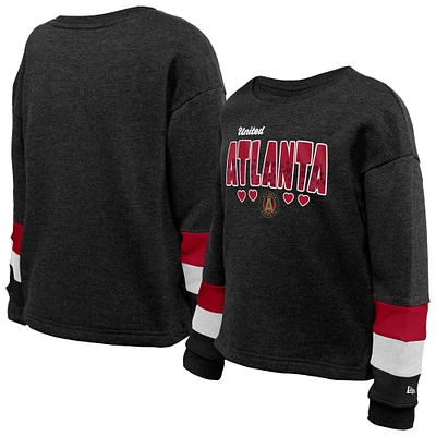 Youth Girls 5th & Ocean by New Era Black Atlanta United FC High-Low Crewneck Sweatshirt
