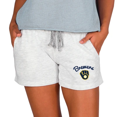 Women's Concepts Sport Ash Milwaukee Brewers Mainstream French Terry Tri-Blend Shorts