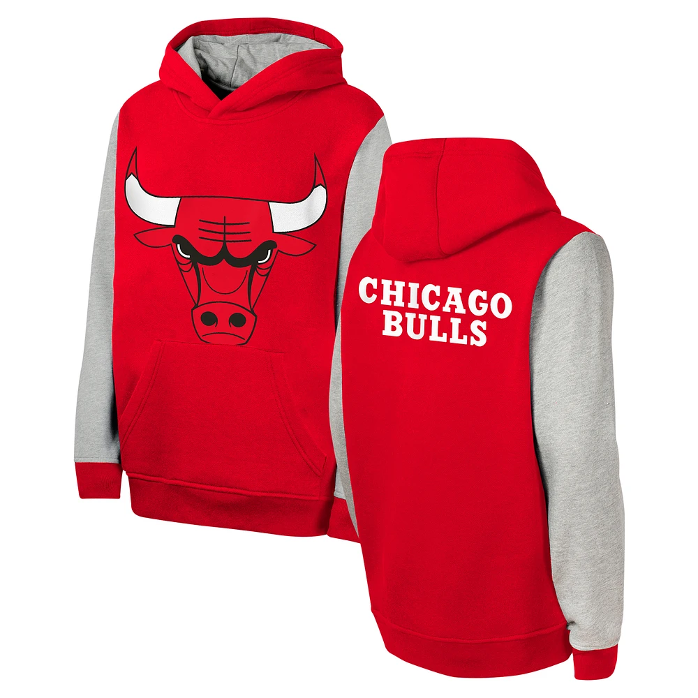 Youth Red Chicago Bulls Fair Catch Fleece Pullover Hoodie