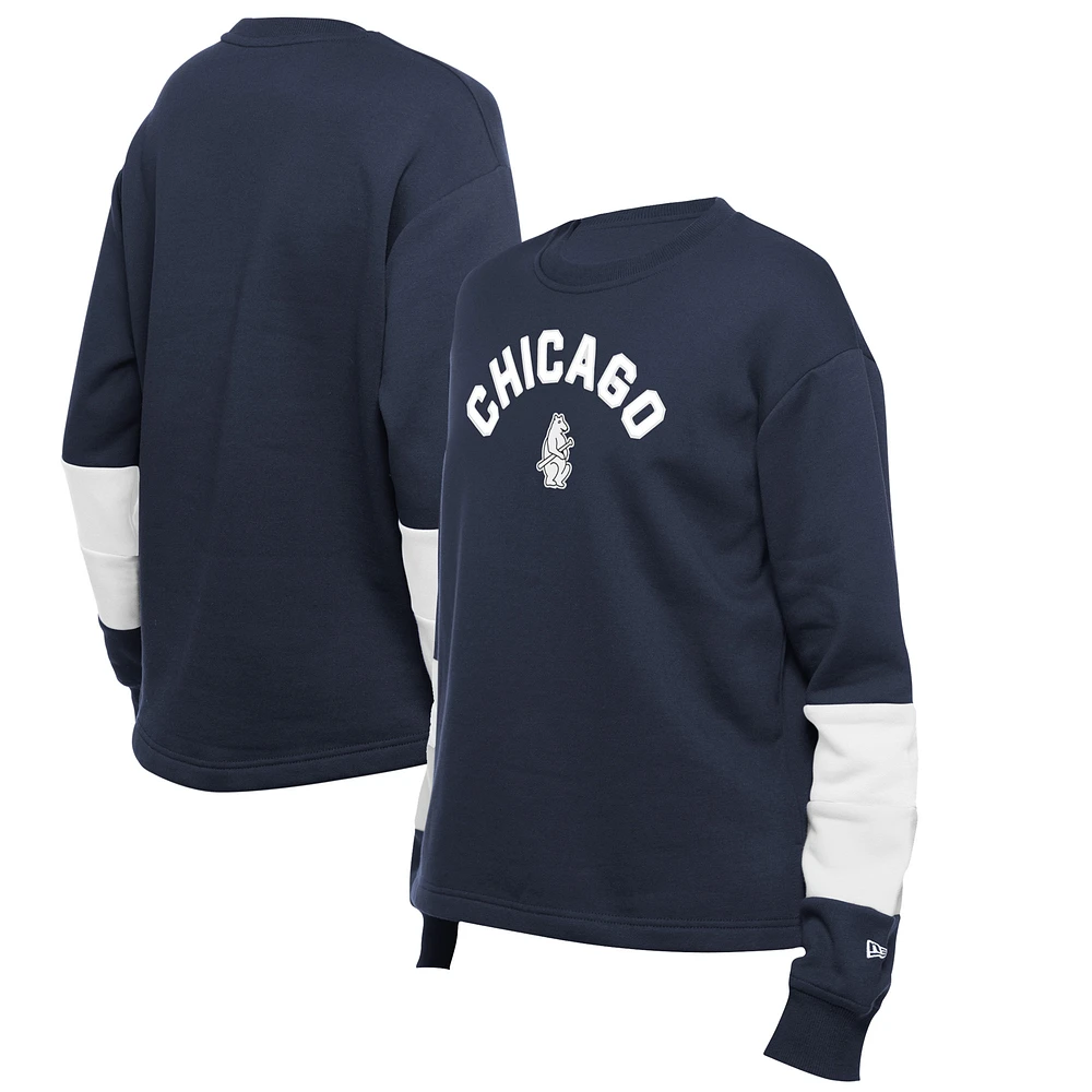 Women's New Era Navy Chicago Cubs Game Day Color Pullover Sweatshirt