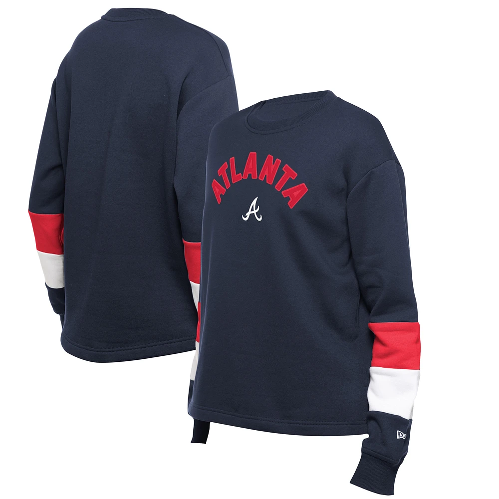 Women's New Era Navy Atlanta Braves Game Day Color Pullover Sweatshirt