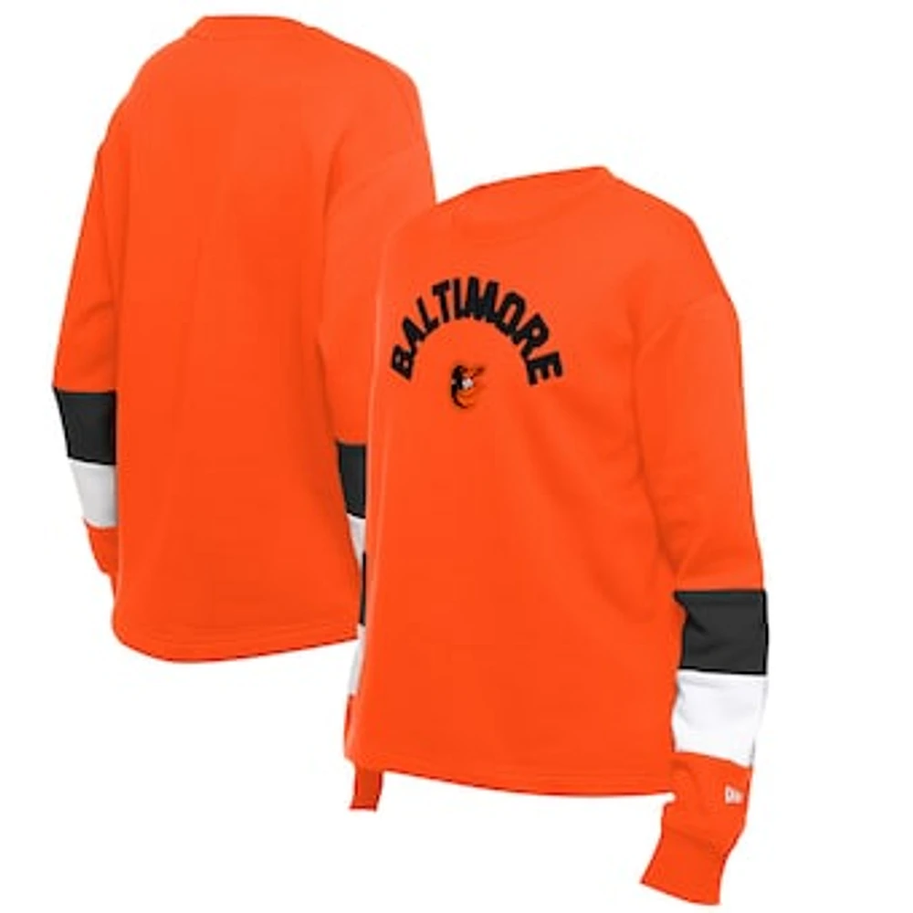 Women's New Era Orange Baltimore Orioles Gameday Crewneck Sweatshirt