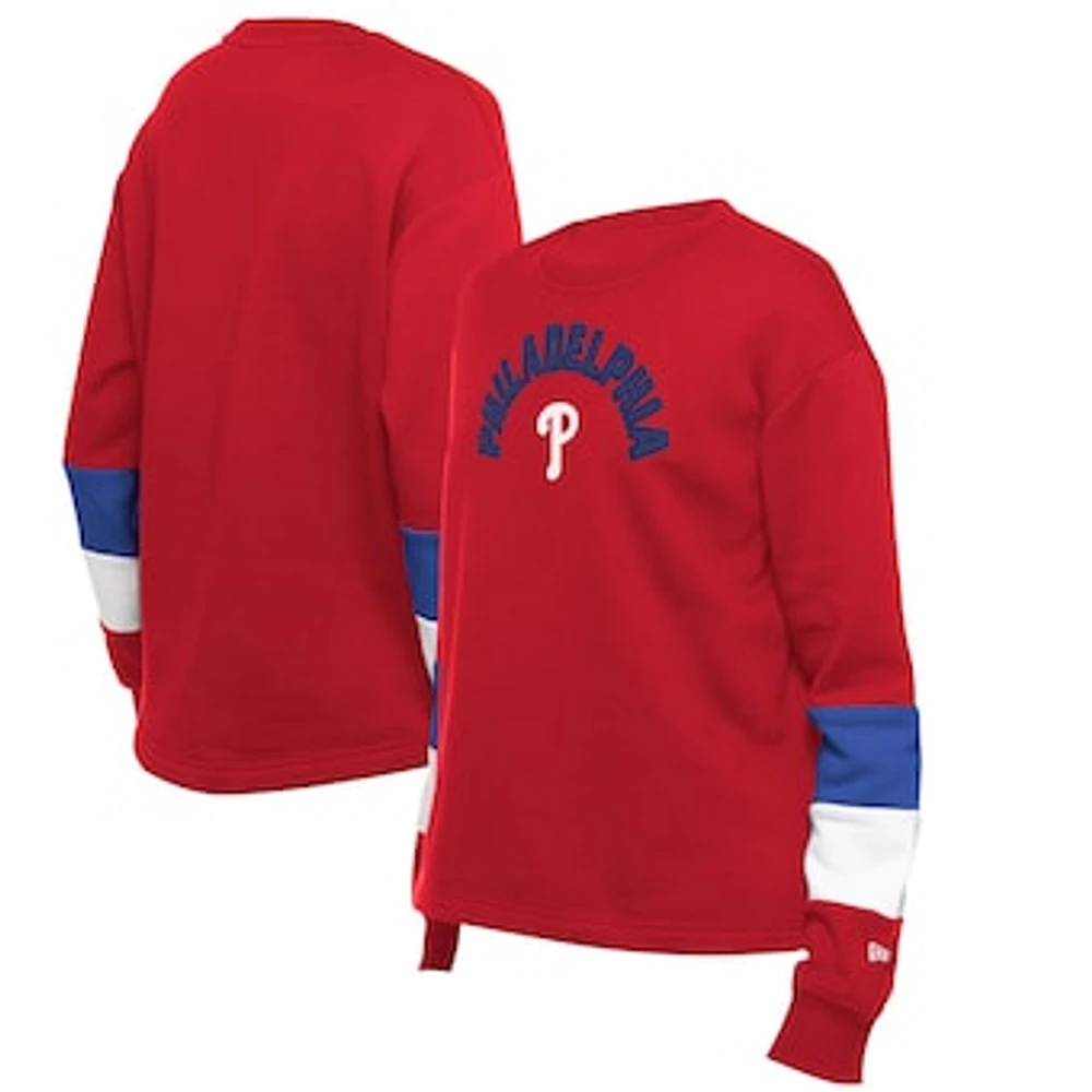 Women's New Era Red Philadelphia Phillies Gameday Crewneck Sweatshirt