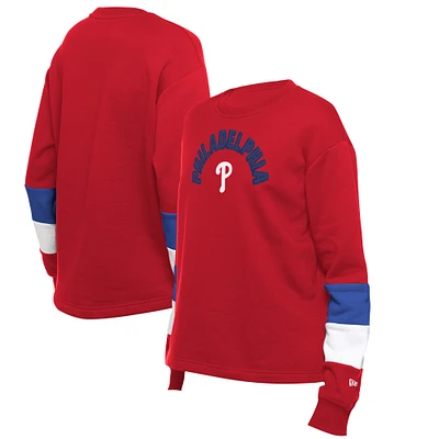 Women's New Era Red Philadelphia Phillies Gameday Crewneck Sweatshirt