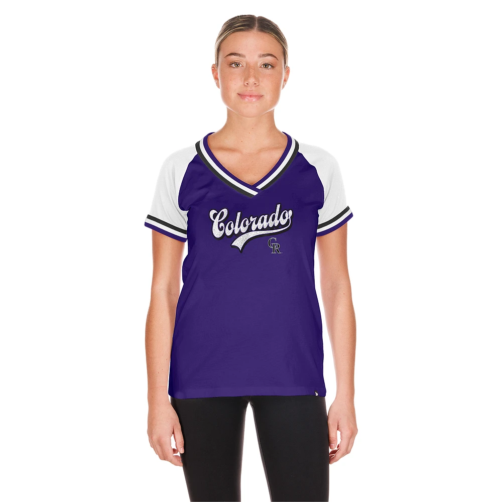 Women's New Era Purple Colorado Rockies Gameday Raglan V-Neck T-Shirt