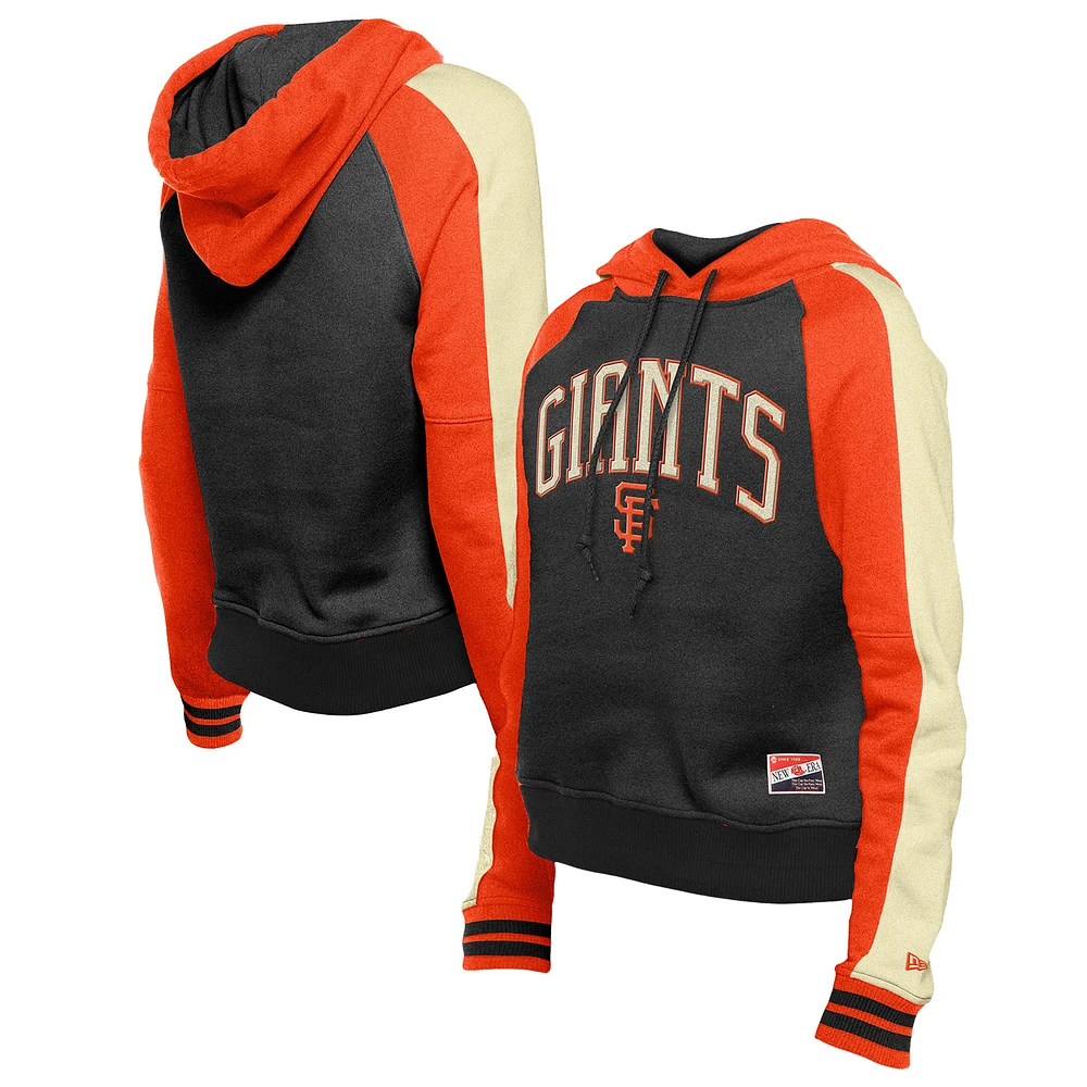Women's New Era Black San Francisco Giants Cooperstown Collection Cropped Raglan Pullover Hoodie