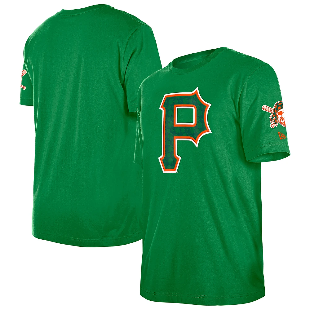 Men's New Era Kelly Green Pittsburgh Pirates St. Patrick's Day Shamrock Fill T-Shirt