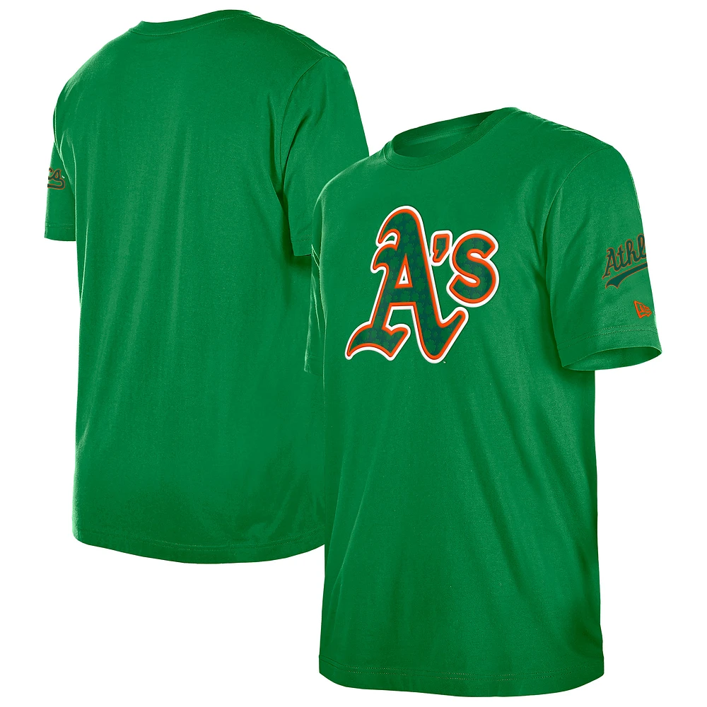 Men's New Era Kelly Green Athletics St. Patrick's Day Shamrock Fill T-Shirt