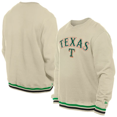 Men's New Era Cream Texas Rangers St. Patrick's Day Twill Pullover Sweatshirt