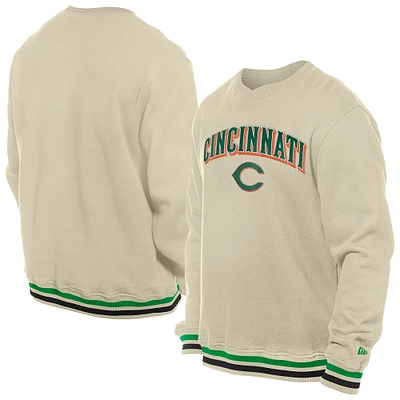 Men's New Era Cream Cincinnati Reds St. Patrick's Day Twill Pullover Sweatshirt
