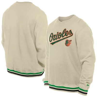 Men's New Era Cream Baltimore Orioles St. Patrick's Day Twill Pullover Sweatshirt