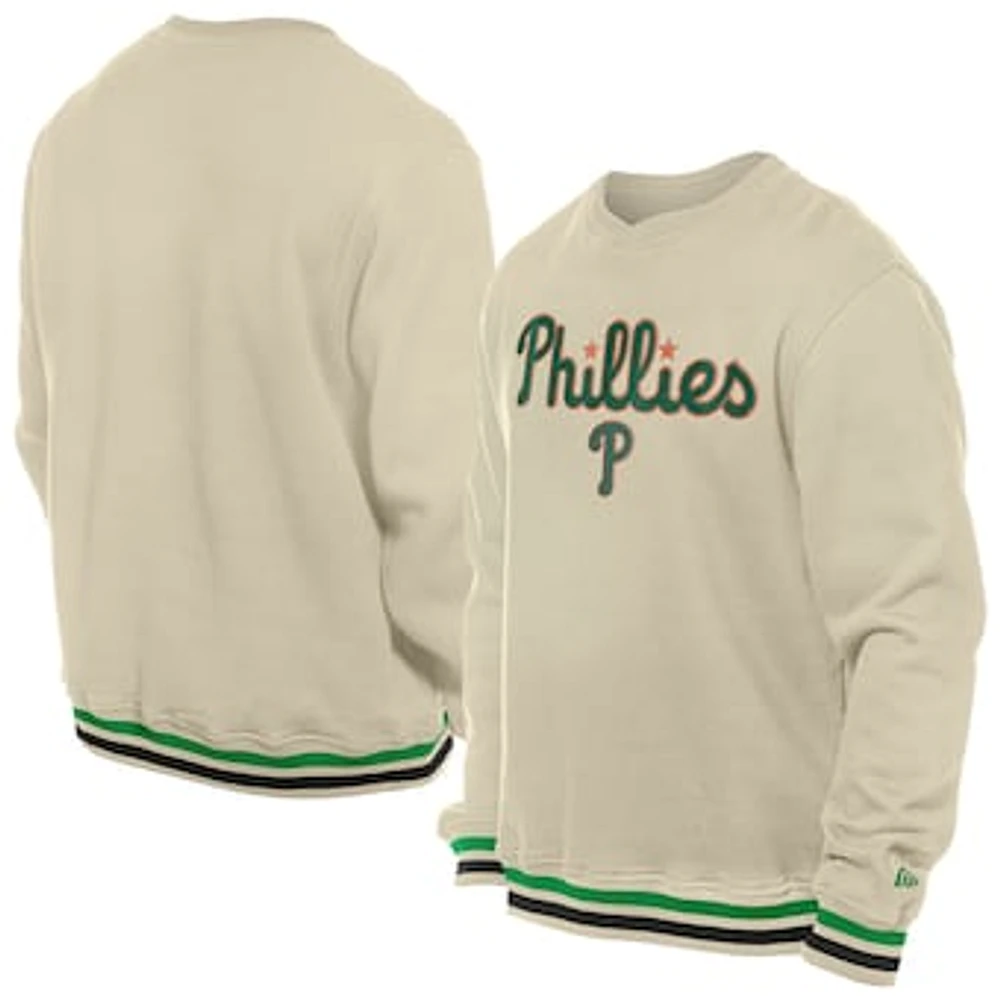 Men's New Era Cream Philadelphia Phillies St. Patrick's Day Twill Pullover Sweatshirt