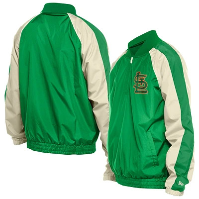 Men's New Era Kelly Green St. Louis Cardinals Patrick's Day Ripstop Raglan Quarter-Zip Windbreaker