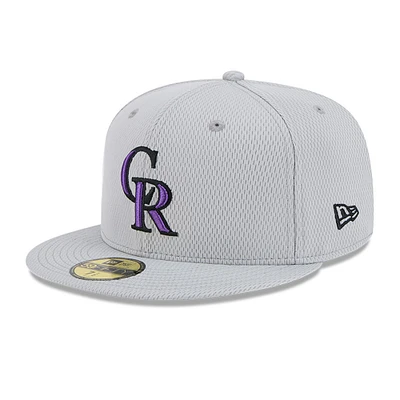 Men's New Era Gray Colorado Rockies 2025 MLB Clubhouse 59FIFTY Fitted Hat