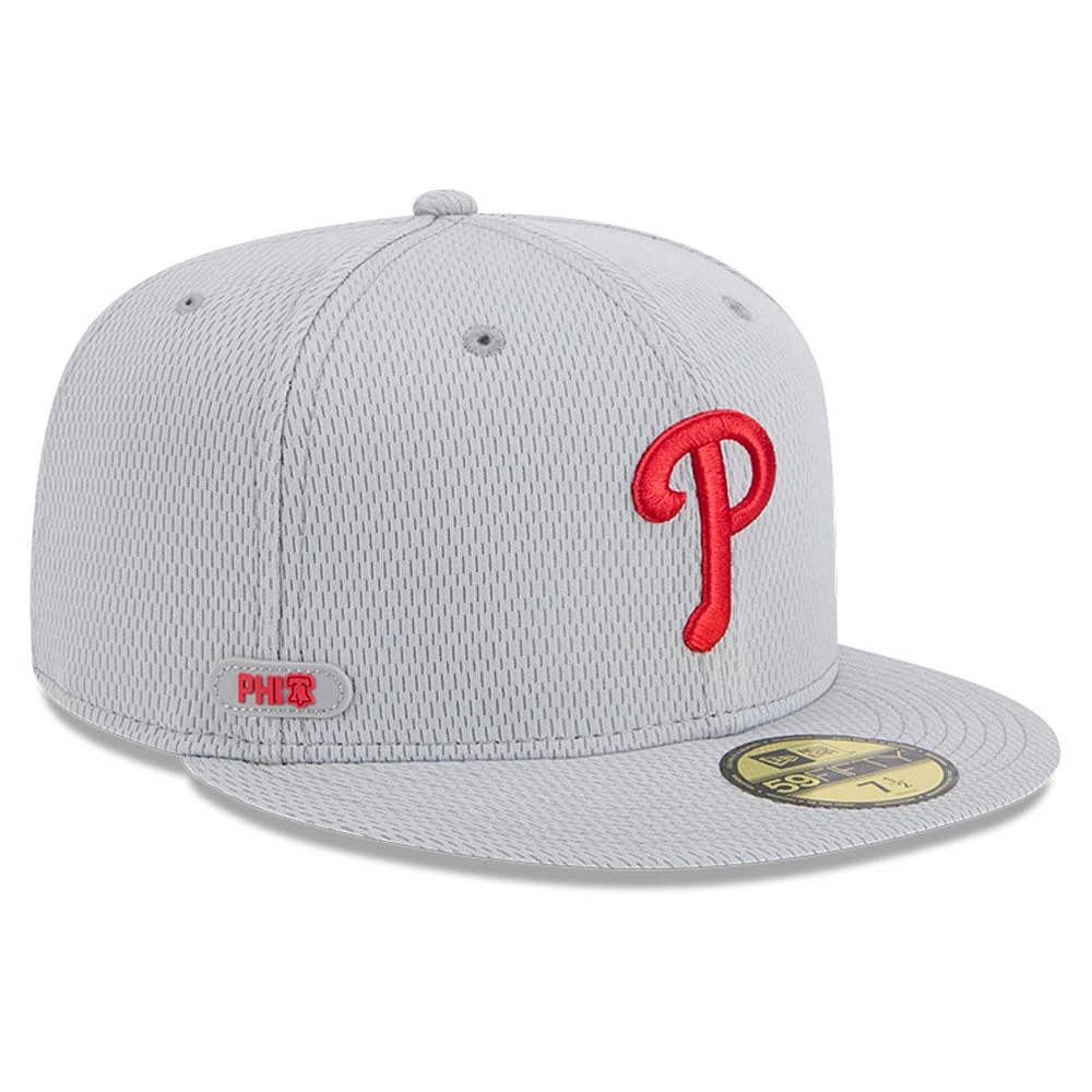 Men's New Era Gray Philadelphia Phillies 2025 MLB Clubhouse 59FIFTY Fitted Hat