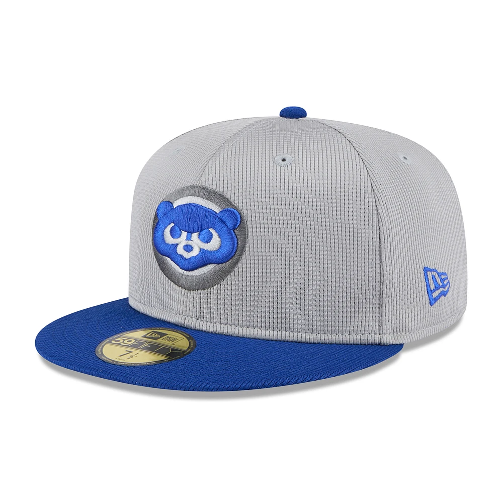 Men's New Era Gray/Royal Chicago Cubs 2025 Batting Practice 59FIFTY Fitted Hat