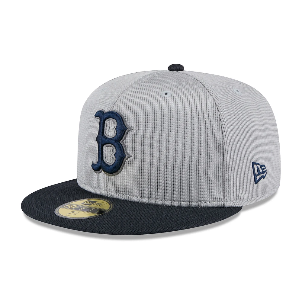 Men's New Era Gray/Navy Boston Red Sox 2025 Batting Practice 59FIFTY Fitted Hat