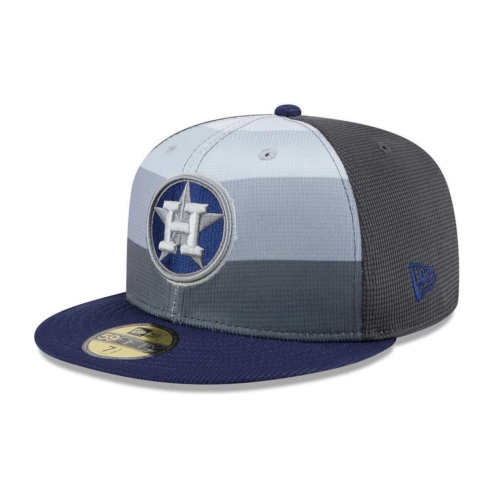 Men's New Era Gray/Navy Houston Astros 2025 Batting Practice 59FIFTY Fitted Hat