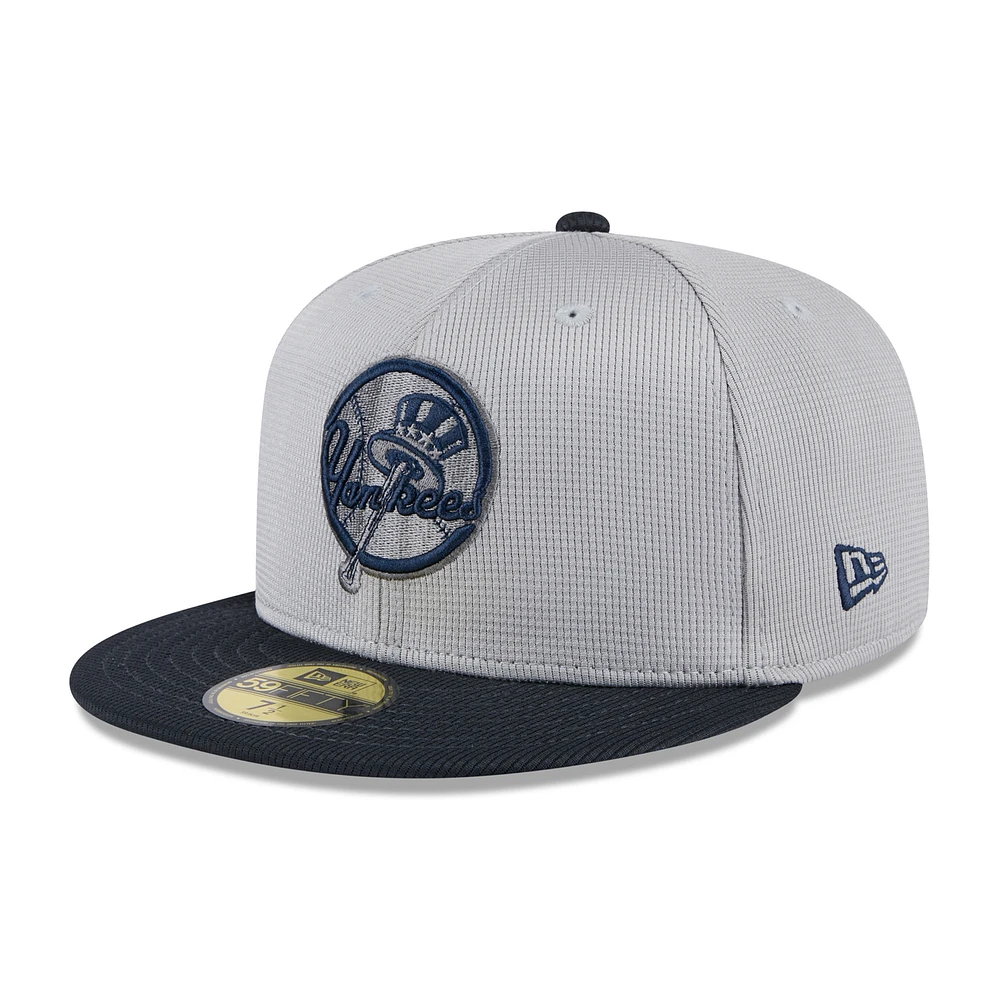 Men's New Era Gray/Navy York Yankees 2025 Batting Practice 59FIFTY Fitted Hat