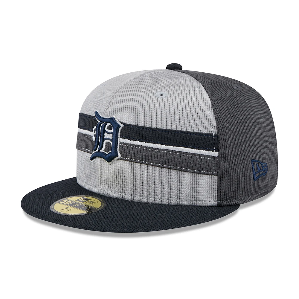 Men's New Era Gray/Navy Detroit Tigers 2025 Batting Practice 59FIFTY Fitted Hat