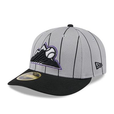 Men's New Era Gray/Black Colorado Rockies 2025 Batting Practice Low Profile 59FIFTY Fitted Hat