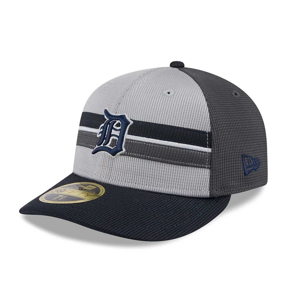 Men's New Era Gray/Navy Detroit Tigers 2025 Batting Practice Low Profile 59FIFTY Fitted Hat