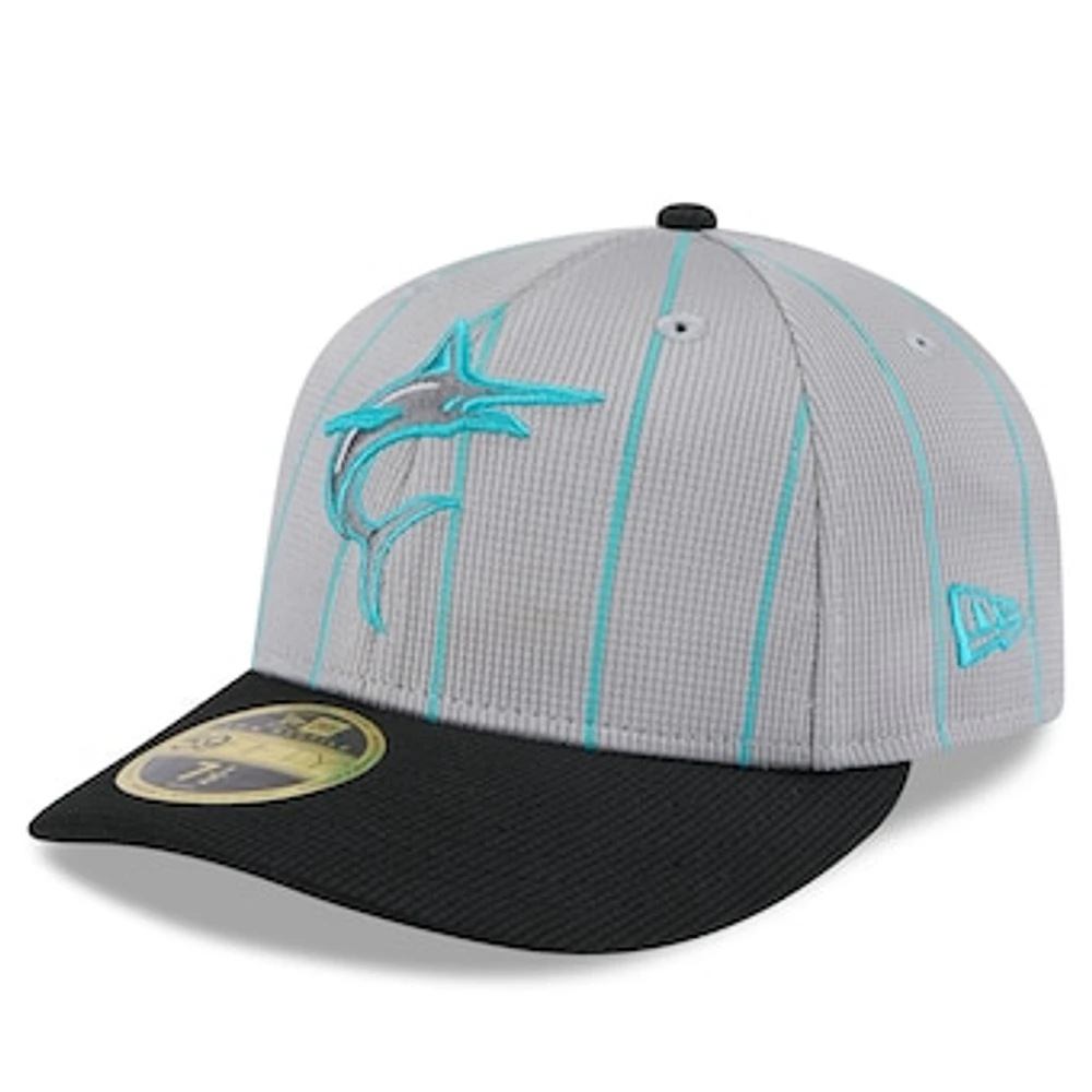 Men's New Era Gray/Black Miami Marlins 2025 Batting Practice Low Profile 59FIFTY Fitted Hat