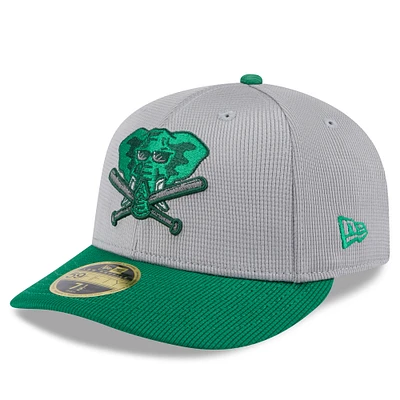 Men's New Era Gray/Green Athletics 2025 Batting Practice Low Profile 59FIFTY Fitted Hat