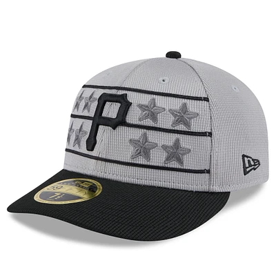 Men's New Era Gray/Black Pittsburgh Pirates 2025 Batting Practice Low Profile 59FIFTY Fitted Hat