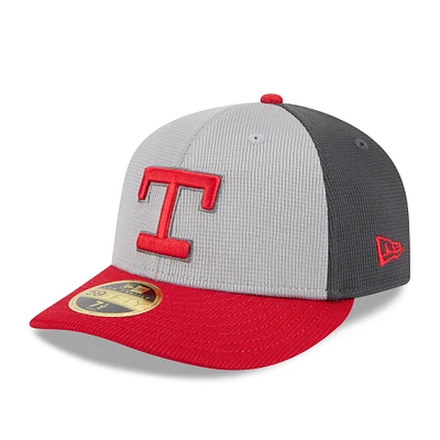 Men's New Era Gray/Red Texas Rangers 2025 Batting Practice Low Profile 59FIFTY Fitted Hat