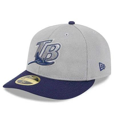 Men's New Era Gray/Navy Tampa Bay Rays 2025 Batting Practice Low Profile 59FIFTY Fitted Hat